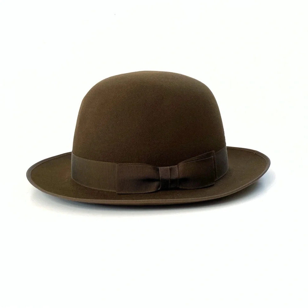 OPTIMO CHICAGO Dark Brown Bison brim hat fedora grosgrain ribbon detail - Picture 3 of 14